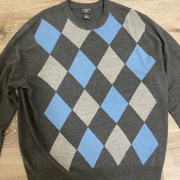 Dockers Men's Gray Color Diamonds Argyle Men's Pullover Sweater XL - Picture 3 of 5